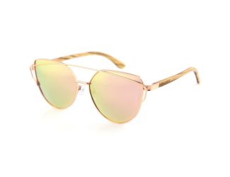 Monarch - Zebra Wood Wooden Sunglasses Rose Gold Lens + Zebra Wood Arms