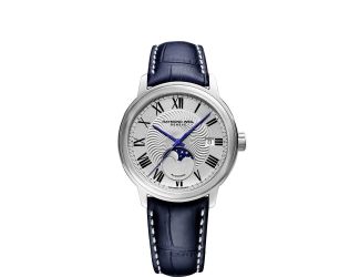 Maestro Men's Moon Phase Automatic Blue Leather Watch