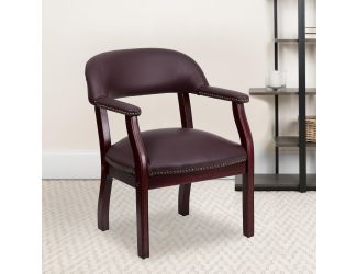 Burgundy LeatherSoft Conference Chair with Accent Nail Trim - Library Chair