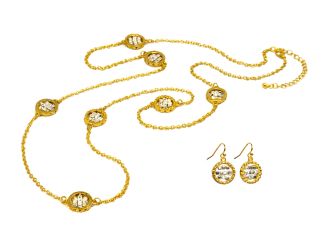 Mirror Long Station Necklace & Earring Set