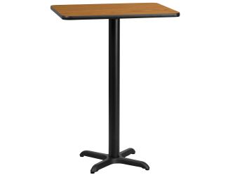 24" x 30" REC Natural Laminate Table Top & 22" x 22" Bar Height Table Base