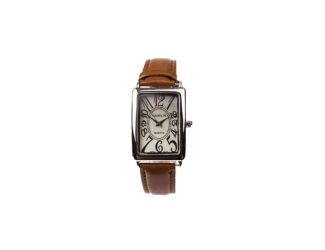 Men's Brown Leather Tank Style Watch