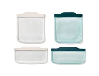 Good Grips 4pc Starter Set Silicone Reusable Bags Oat & Lagoon