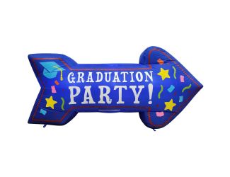 8-Ft. Wide Graduation Party Arrow, Outdoor Blow-Up Inflatable with Lights