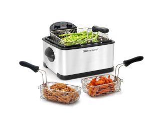 4qt Dual Basket Deep Fryer w/ Lid Stainless Steel