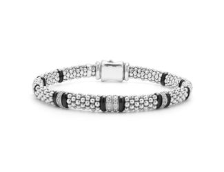 Four Station Diamond Caviar Bracelet Size 7