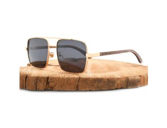 Quadra - Square Blueblockers & Polarized Wooden Sunglasses Polarized - Blue