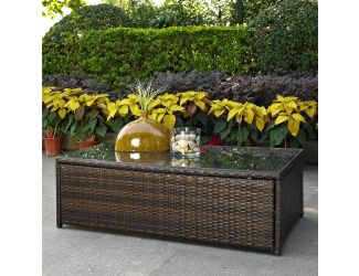 Palm Harbor Outdoor Wicker Glass Top Table