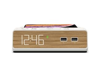 Alarm Clock Charging Station with USB and Qi wireless in WarmWalnut