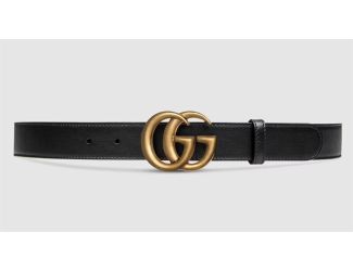 Leather Belt w/Double G Buckle Unisex Size 43.31