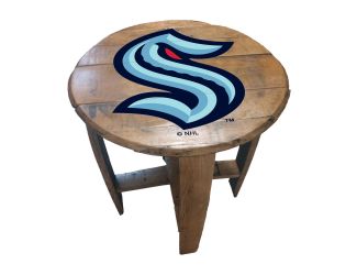 Seattle Kraken Oak Barrel Table