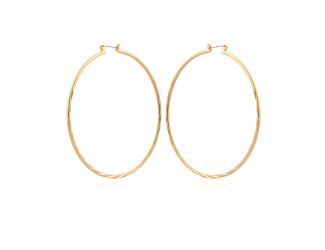 Twist Texture Hoop Earring- Gold Tone