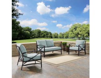Kaplan 3Pc Outdoor Loveseat Patio Furniture Set