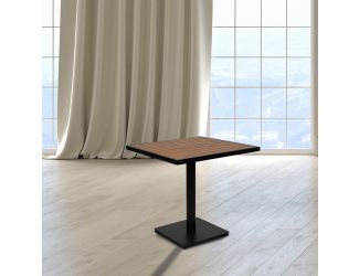 Outdoor Faux Teak Dining Table with Poly Slats - Square Patio Table