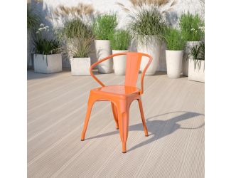Orange Metal Indoor-Outdoor Chair with Arms - Restaurant Furniture