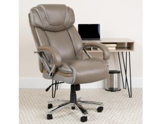 Big & Tall 500 lb. Rated Taupe LeatherSoft Swivel Office Chair w/Extra Wide Seat