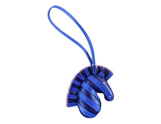 Hermes Zebra Geegee Savannah Blue and Pink Lambskin Charm