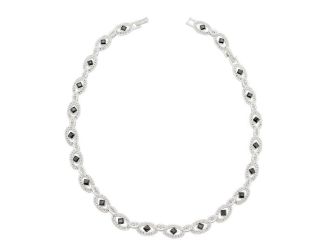 Latonia Cabella created Silver Plated Black and Clear CZ Evening Necklace