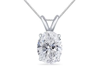 Bright White Pristine Oval Lab Grown Diamond Pendant with chain in 14K Rose Gold 0.75ct, GH,VS