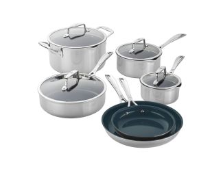 Clad CFX 10pc Nontick Ceramic Stainless Steel Cookware Set