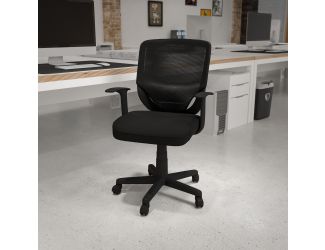 Mid-Back Black Mesh Tapered Back Swivel Task Office Chair with T-Arms