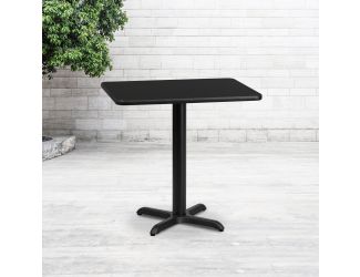 24" x 30" Rectangular Black Laminate Table Top with 22" x 22" Table Height Base