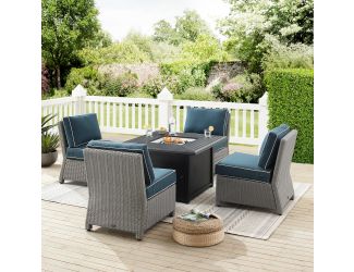 Bradenton 5Pc Outdoor Wicker Conversation Set W/Fire Table