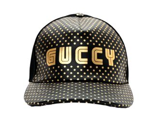 Gucci x Sega Guccy Stars Black Gold Leather Hat