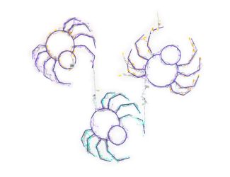 Halloween Outdoor or Indoor LED Lights, Set of 3 Prelit Creepy Spiders (each 20 W x 15 H inches)