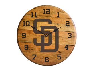 San Diego Padres Oak Barrel Clock