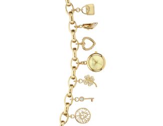 Women's Gold-Tone Charm Bracelet Watch