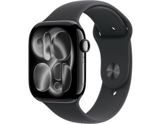 Apple Watch Series 11 GPS 46mm Jet Black Aluminum Case with Black Sport Band - S/M