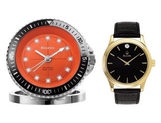 Mens Corporate Collection Gold & Black Strap Watch w/ Diver Alarm Clock
