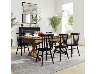 Solid Pine Farm Dining Table with X-Style Legs in Antique Rustic - 7' x 40"