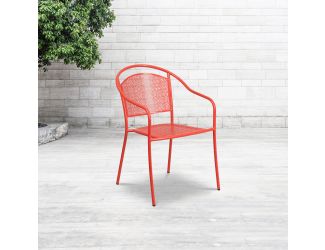 Coral Indoor-Outdoor Steel Patio Arm Chair with Round Back - Caf Chair