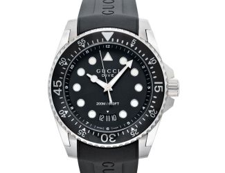 Dive Men's Black Dial Rubber Strap Watch
