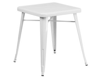 23.75" Square White Metal Indoor-Outdoor Table