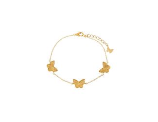 Triple Ridged Butterfly Charm Bracelet
