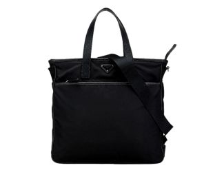 Prada Re-Nylon Black Nylon and Saffiano Large Crossbody Tote Bag