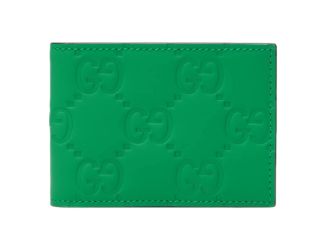 Gucci GG Leather Green Rubber Effect Bifold Wallet
