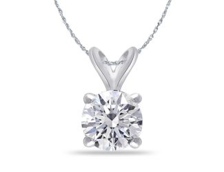 Bright White Round Lab Grown Diamond Pendant in 14K White Gold 1.70ct, Color-FG, Clarity-VS