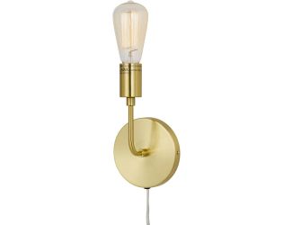 Calla Single-Light Wall Sconce with Exposed Bulb Design for Plug-In or Hardwire Installation (Edison