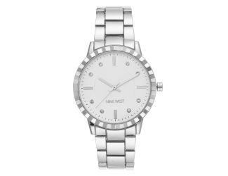 Women's Crystal Accented Silver Bracelet Watch