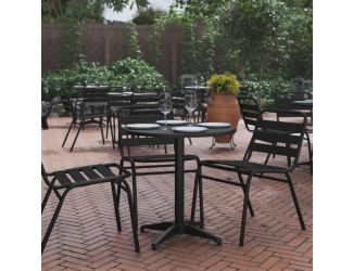 27.5" Round Metal Smooth Top Indoor-Outdoor Table with Base - Black