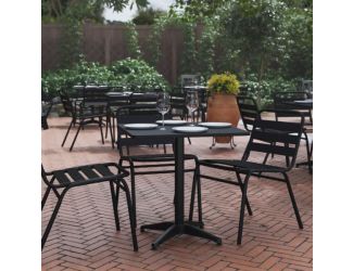 27.5" Square Metal Smooth Top Indoor-Outdoor Table with Base - Black