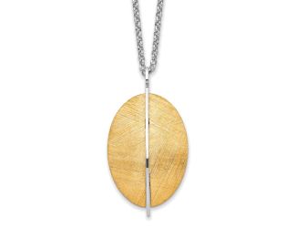 Radiant Essence Sterling Silver Rhodium Plated Gold-tone Brushed Necklace