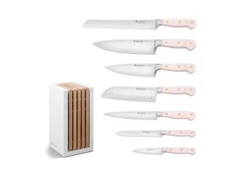 Classic 8pc Designer Knife Block Set Pink Himalayan Salt