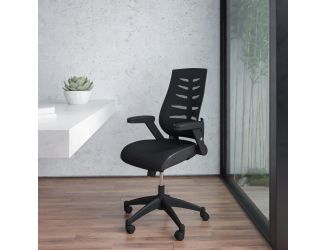 High Back Designer Black Mesh Swivel Executive Ergonomic Chair with Flip-Up Arms