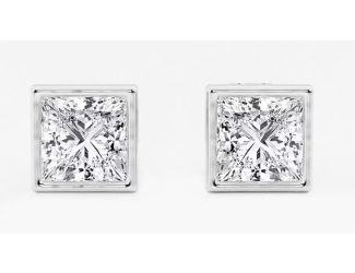 Lab Grown Princess Diamond Stud P-Back Size 0.50 TCW
