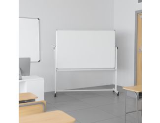 64.25"W x 64.75"H Double-Sided Mobile White Board with Shelf - Flip Over Board
